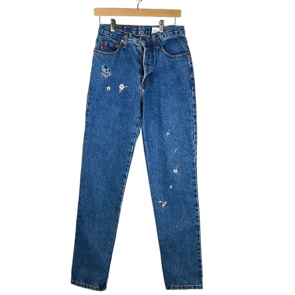 lei Denim - NWT Vintage L.E.I. Women Jeans SZ 7 Made In USA High Rise Mom Jean Floral Print